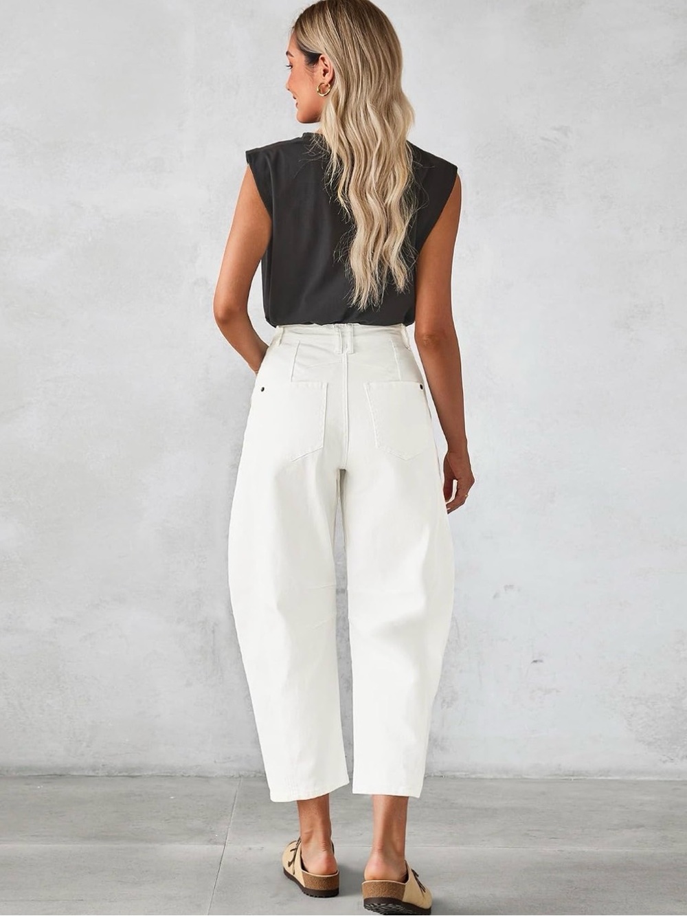 White High-Rise barrel Jeans